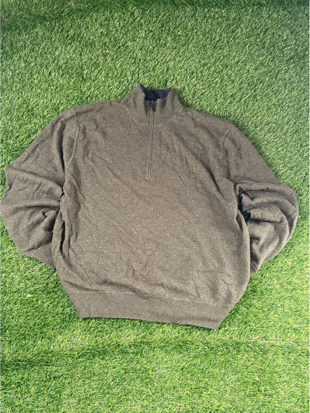 Vintage Polo Ralph Lauren Quarter Zip Sweater Gray 100% Lambs Wool Mens Size XL